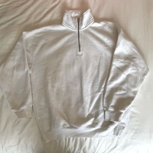 Aritzia - TNA Cozy Fleece White Quarter Zip Oversized Sweater